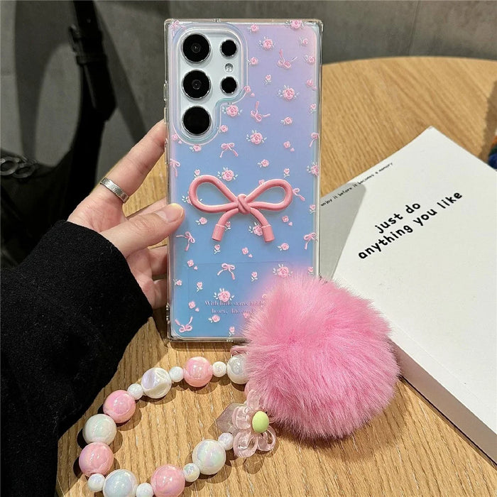 For Samsung Galaxy S25 Ultra Case Flower Pattern IMD TPU Phone Cover with Chain - 3