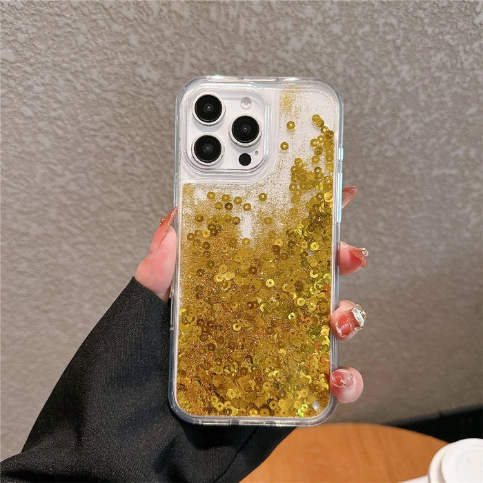 For iPhone 16 Pro Max Case Glitter Quicksand Flowing TPU + PC Phone Cover - 2