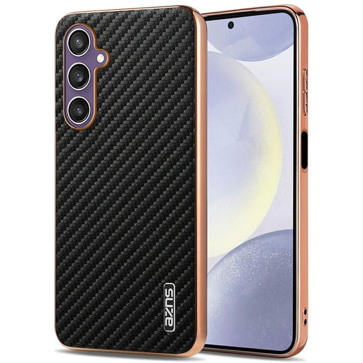 AZNS For Samsung Galaxy A05s 4G  /  M14 4G Case Electroplating Carbon Fiber Texture PU + TPU Phone Cover - Black - 1