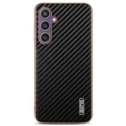 AZNS For Samsung Galaxy A05s 4G  /  M14 4G Case Electroplating Carbon Fiber Texture PU + TPU Phone Cover - Black - 2