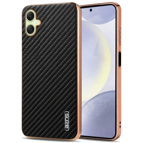 AZNS For Samsung Galaxy A06 4G Case Electroplating Carbon Fiber Texture PU + TPU Phone Cover - Black - 1