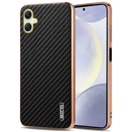 AZNS For Samsung Galaxy A06 4G Case Electroplating Carbon Fiber Texture PU + TPU Phone Cover - Black - 1