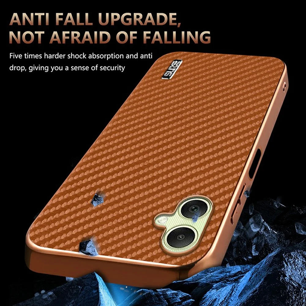 AZNS For Samsung Galaxy A06 4G Case Electroplating Carbon Fiber Texture PU + TPU Phone Cover - Black - 5