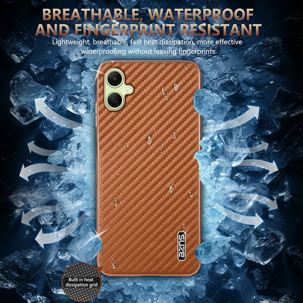 AZNS For Samsung Galaxy A06 4G Case Electroplating Carbon Fiber Texture PU + TPU Phone Cover - Black - 7