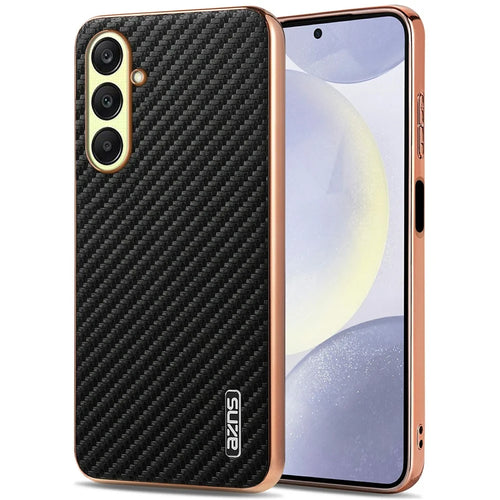 AZNS For Samsung Galaxy A26 5G Case Electroplating Carbon Fiber Texture PU + TPU Phone Cover - Black - 1