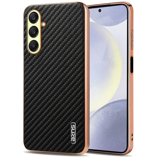 AZNS For Samsung Galaxy A26 5G Case Electroplating Carbon Fiber Texture PU + TPU Phone Cover - Black - 1
