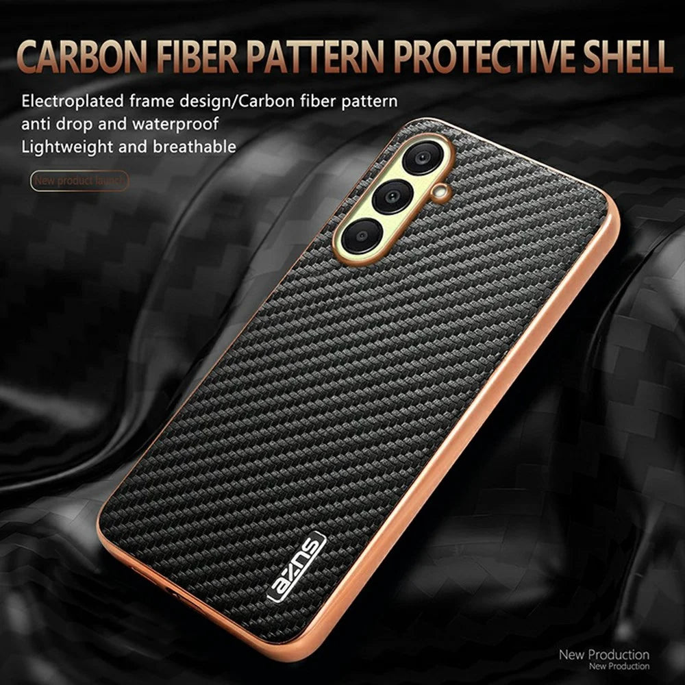 AZNS For Samsung Galaxy A26 5G Case Electroplating Carbon Fiber Texture PU + TPU Phone Cover - Black - 3