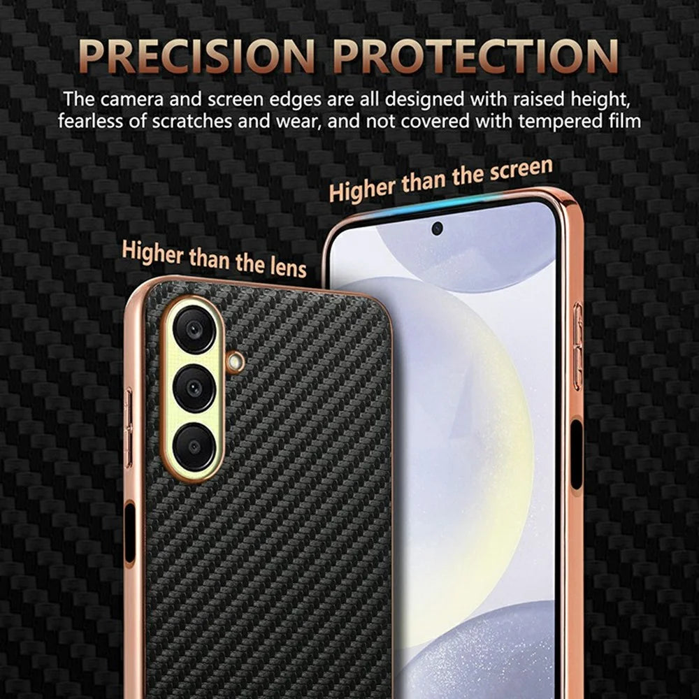 AZNS For Samsung Galaxy A26 5G Case Electroplating Carbon Fiber Texture PU + TPU Phone Cover - Black - 6