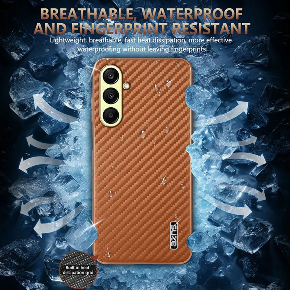 AZNS For Samsung Galaxy A26 5G Case Electroplating Carbon Fiber Texture PU + TPU Phone Cover - Black - 7
