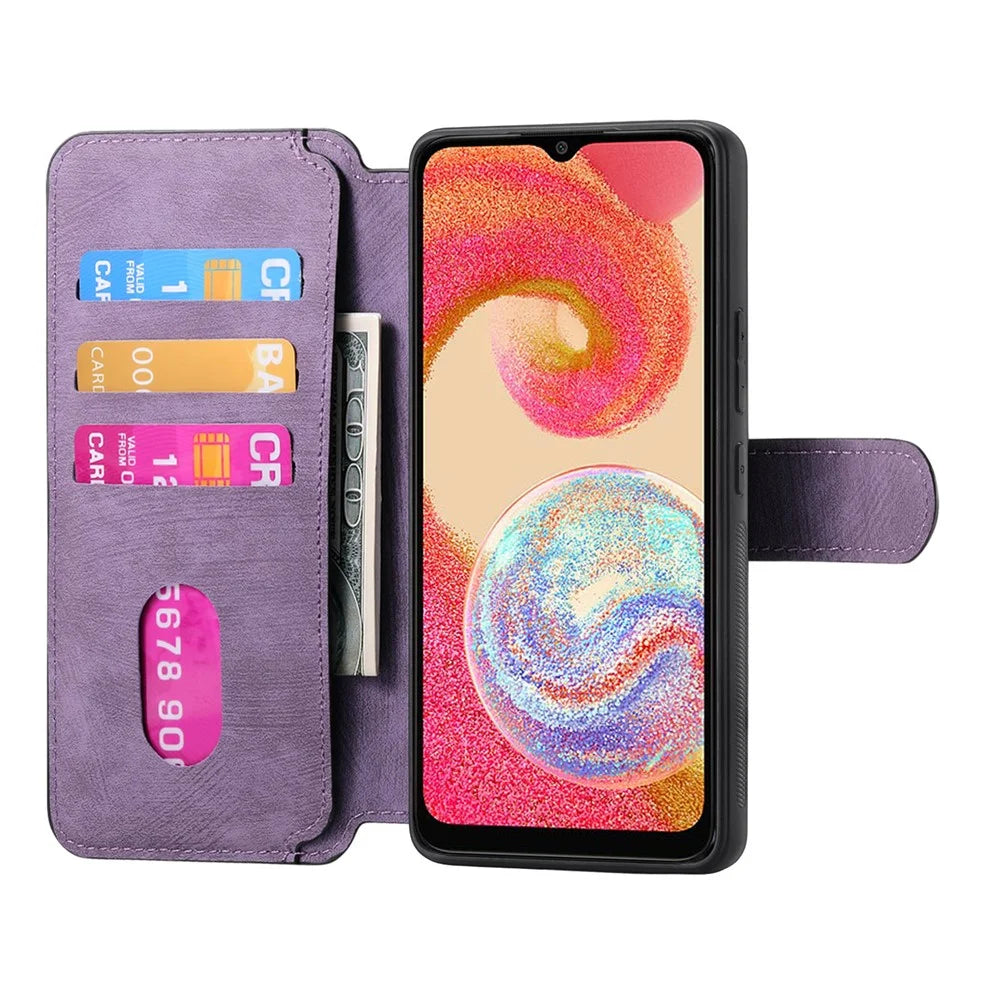 CASENEO For Samsung Galaxy A04e 4G Magnetic Case  Detachable Leather Phone Wallet Cover - Purple - 4