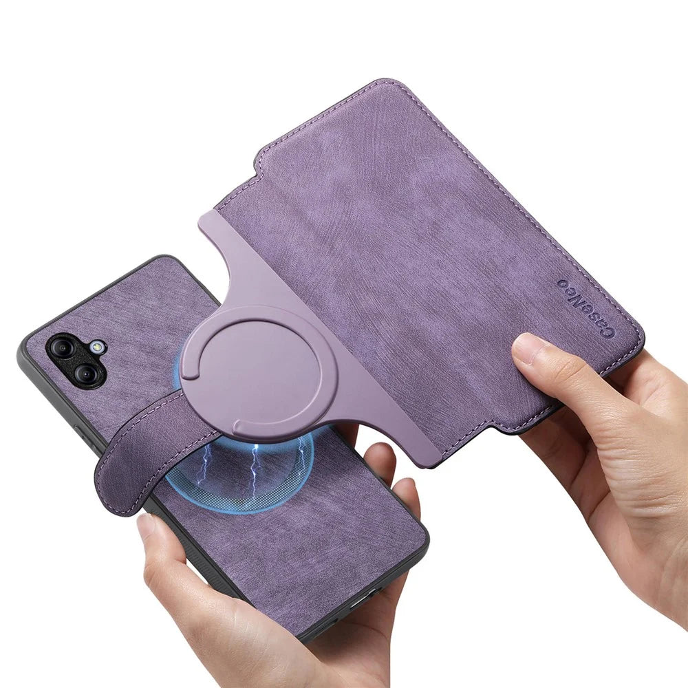 CASENEO For Samsung Galaxy A04e 4G Magnetic Case  Detachable Leather Phone Wallet Cover - Purple - 5