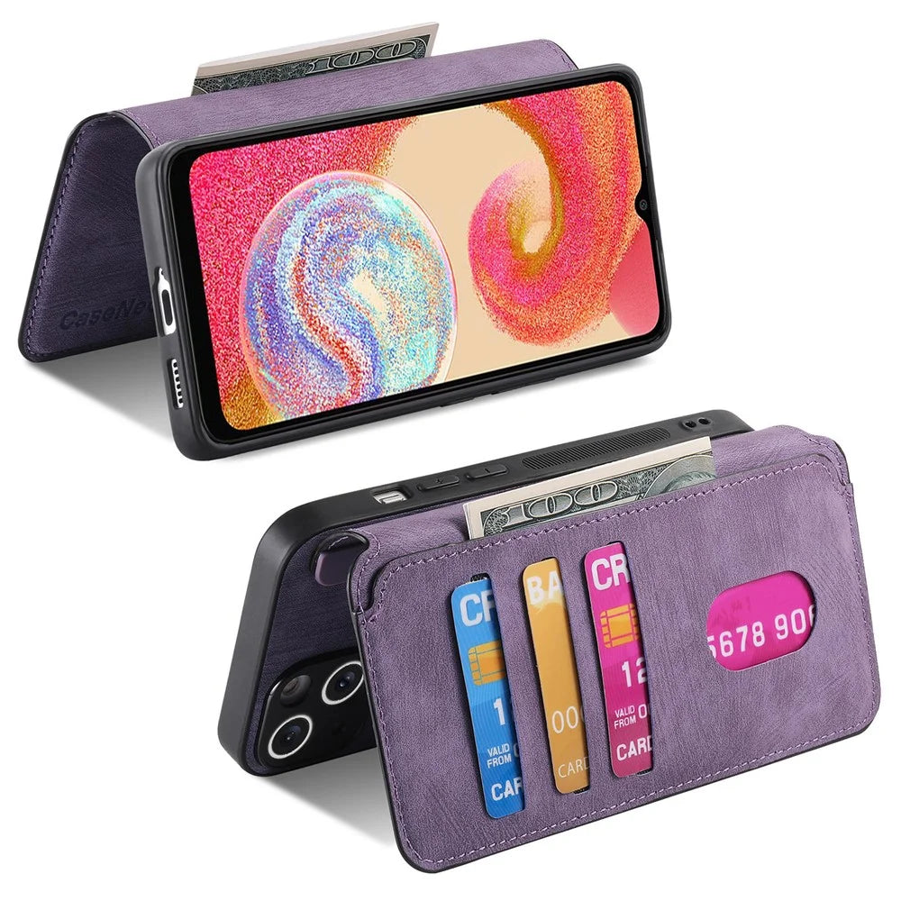CASENEO For Samsung Galaxy A04e 4G Magnetic Case  Detachable Leather Phone Wallet Cover - Purple - 6