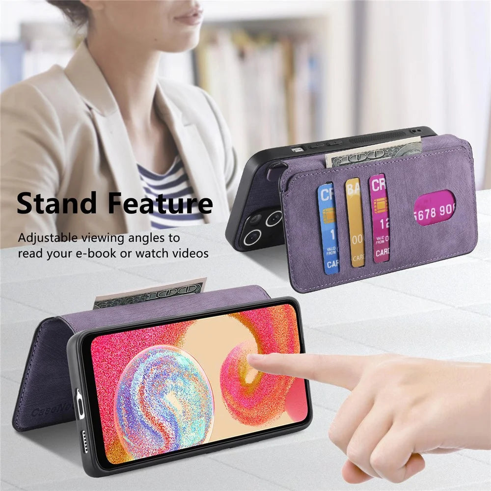 CASENEO For Samsung Galaxy A04e 4G Magnetic Case  Detachable Leather Phone Wallet Cover - Purple - 7