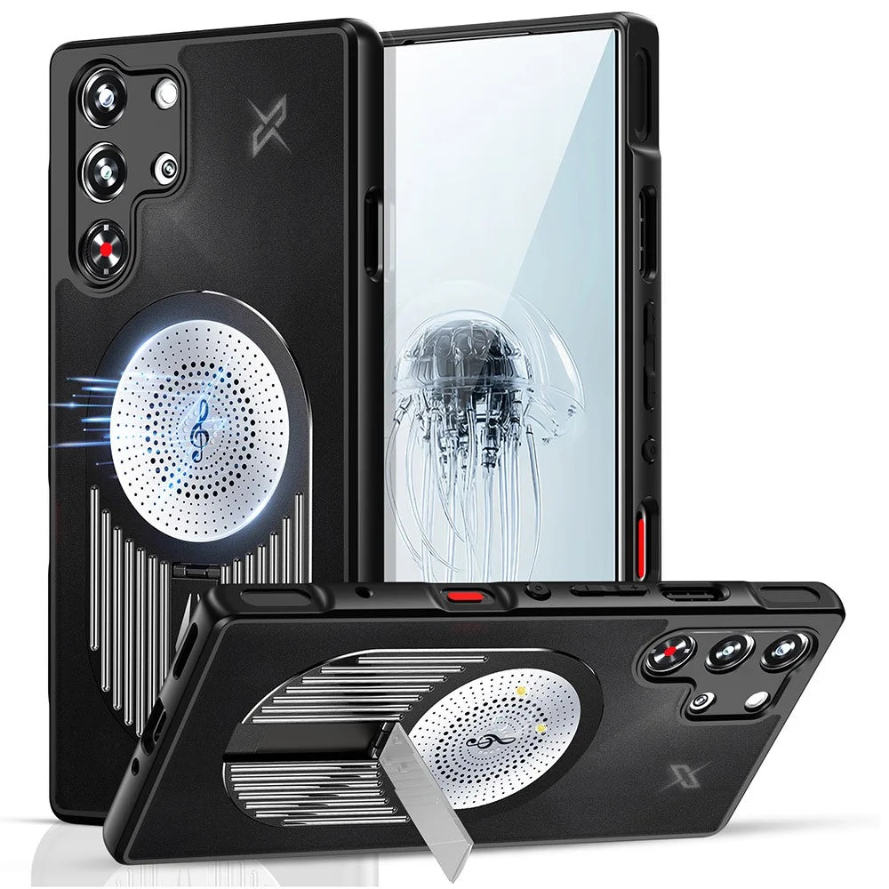 For ZTE nubia Red Magic 10 Pro 5G / 10 Pro+ 5G Case Kickstand Silicone + PC Phone Cover Graphene Heat Dissipation - Black - 1