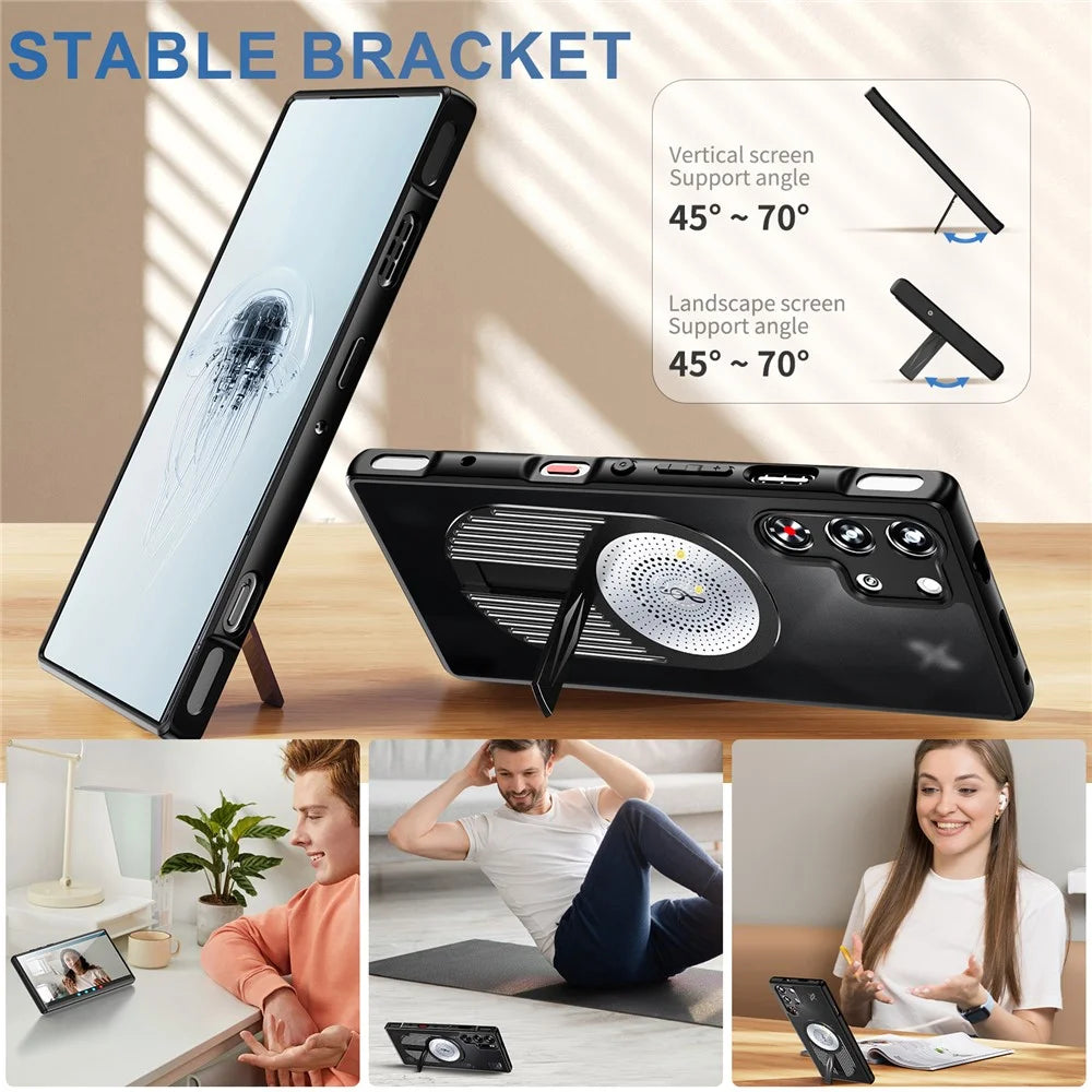 For ZTE nubia Red Magic 10 Pro 5G / 10 Pro+ 5G Case Kickstand Silicone + PC Phone Cover Graphene Heat Dissipation - Black - 2