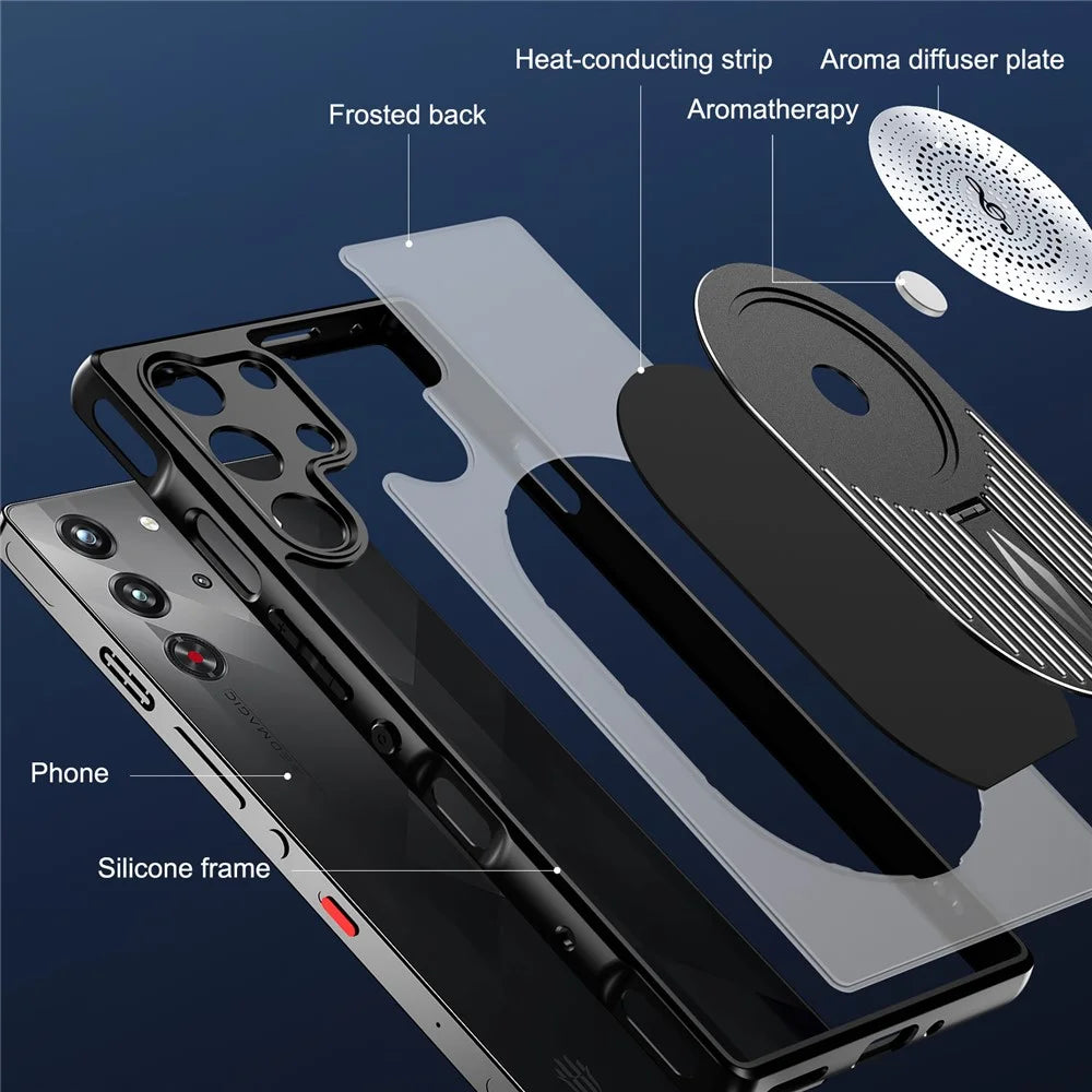 For ZTE nubia Red Magic 10 Pro 5G / 10 Pro+ 5G Case Kickstand Silicone + PC Phone Cover Graphene Heat Dissipation - Black - 7