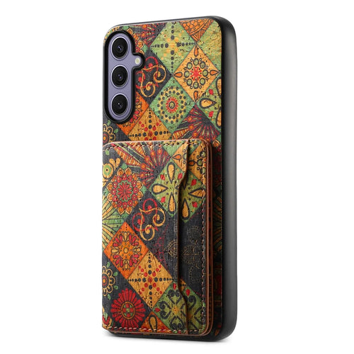 For Samsung Galaxy S25+ Case Flower Print Leather + PC + TPU Cover with Card Holder Kickstand - Autumn / Yellow - 1