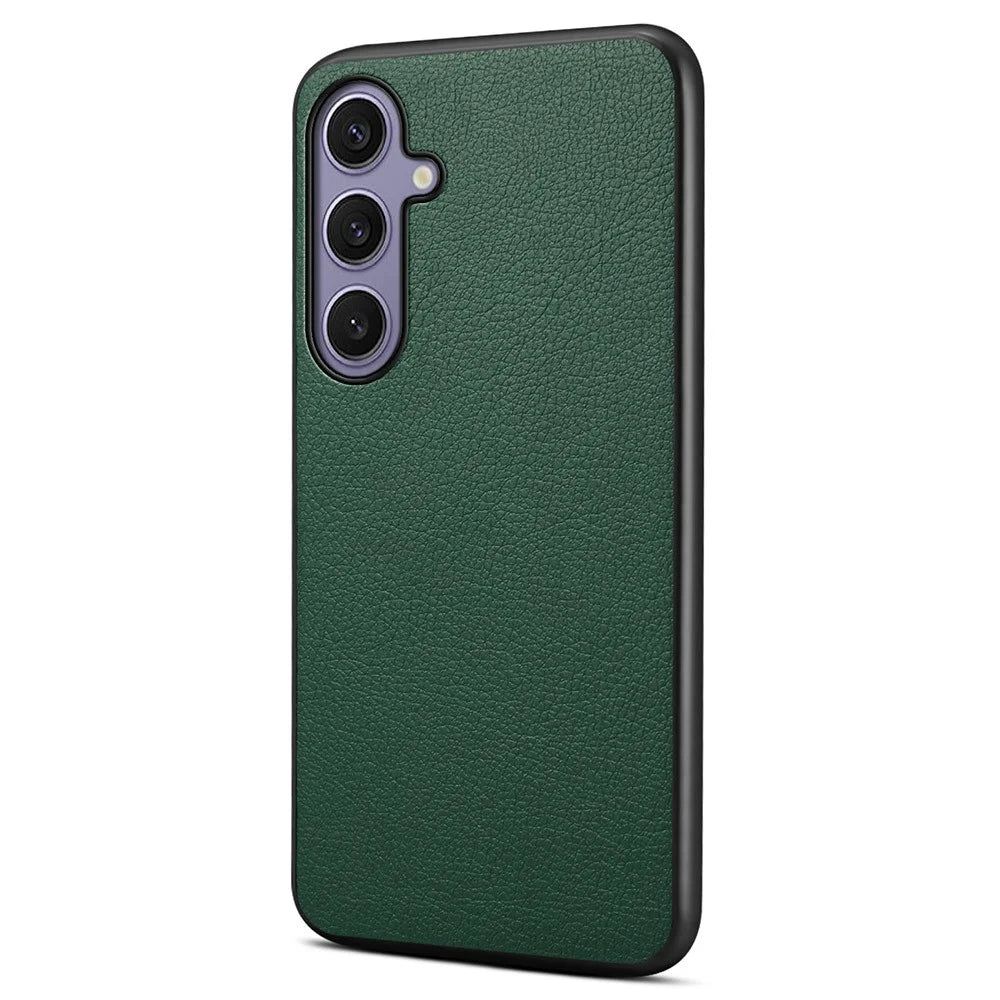 For Samsung Galaxy S25+ Case Calf Texture Leather + PC + TPU Phone Cover - Green - 1