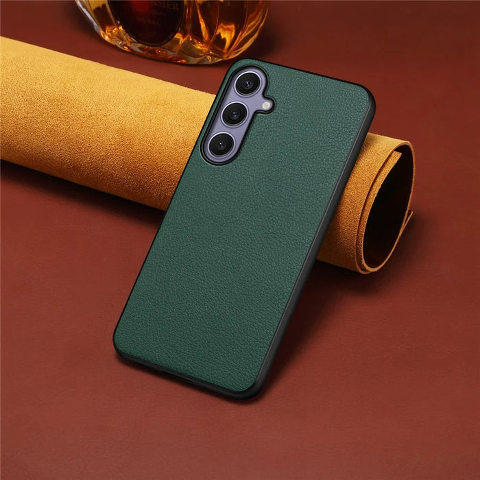 For Samsung Galaxy S25+ Case Calf Texture Leather + PC + TPU Phone Cover - Green - 4