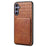 For Samsung Galaxy S25+ Case with Card Holder Leather + PC + TPU Crocodile Textured Back Cover - Brown - 1