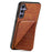 For Samsung Galaxy S25+ Case with Card Holder Leather + PC + TPU Crocodile Textured Back Cover - Brown - 3