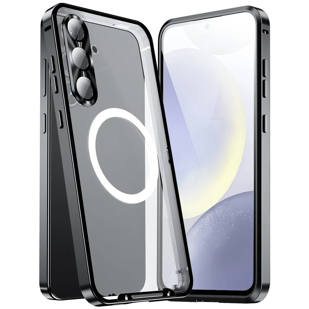For Samsung Galaxy S25+ Magnetic Case Metal Frame Matte Phone Cover - Black - 2