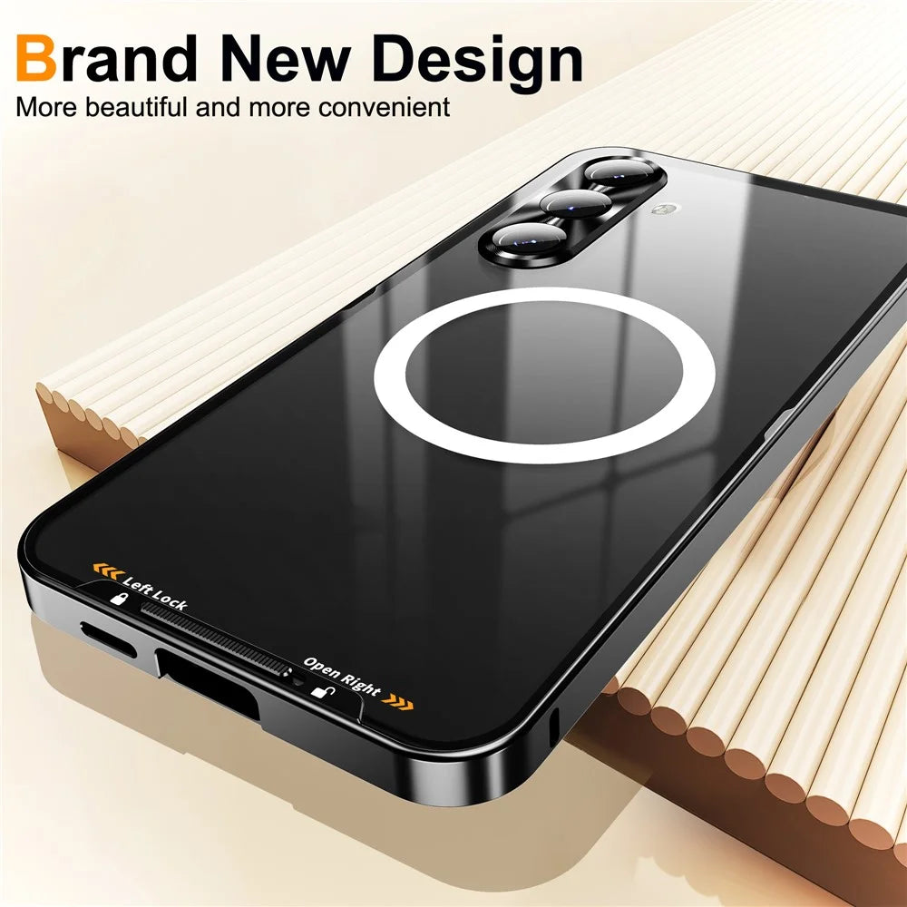 For Samsung Galaxy S25+ Magnetic Case Metal Frame Matte Phone Cover - Black - 7