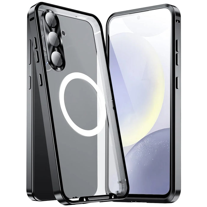 For Samsung Galaxy S25 Magnetic Case Metal Frame Matte Phone Cover - Black - 2