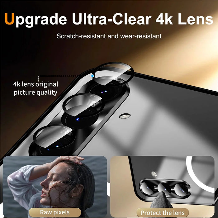 For Samsung Galaxy S25 Magnetic Case Metal Frame Matte Phone Cover - Black - 3