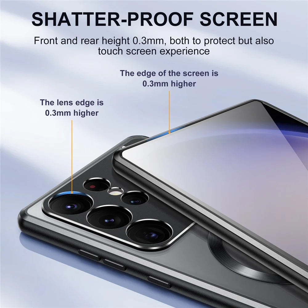 For Samsung Galaxy S25 Ultra Magnetic Case Kickstand Alloy + Acrylic Phone Cover with Aromatherapy Tablet - Black - 7
