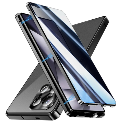 For Samsung Galaxy S25 Ultra Case Anti-Spy Tempered Glass Film Magnetic Frame Phone Cover - Black - 1