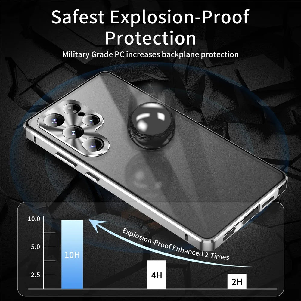 For Samsung Galaxy S25 Ultra Case Anti-Spy Tempered Glass Film Magnetic Frame Phone Cover - Black - 4