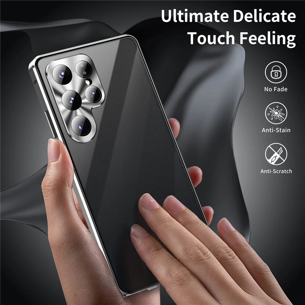 For Samsung Galaxy S25 Ultra Case Anti-Spy Tempered Glass Film Magnetic Frame Phone Cover - Black - 5