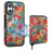 For iPhone 16 Magnetic Case with Detachable Zipper Card Bag Flower Leather Back Cover - Green - 1