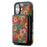 For iPhone 16 Magnetic Case with Detachable Zipper Card Bag Flower Leather Back Cover - Green - 5