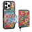 For iPhone 16 Pro Max Magnetic Case with Detachable Zipper Card Bag Flower Leather Back Cover - Green - 1