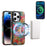For iPhone 16 Pro Max Magnetic Case with Detachable Zipper Card Bag Flower Leather Back Cover - Green - 4
