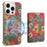 For iPhone 16 Pro Max Magnetic Case Compatible with MagSafe Pattern Print PU + PC Phone Cover with Card Holder - Daisy - 1