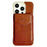DENIOR For iPhone 16 Pro Max Magnetic Case Genuine Cow Leather PC Kickstand Phone Cover with Card Holder - Red - 1