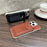 DENIOR For iPhone 16 Pro Max Magnetic Case Genuine Cow Leather PC Kickstand Phone Cover with Card Holder - Red - 4