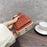 DENIOR For iPhone 16 Pro Max Magnetic Case Genuine Cow Leather PC Kickstand Phone Cover with Card Holder - Red - 6