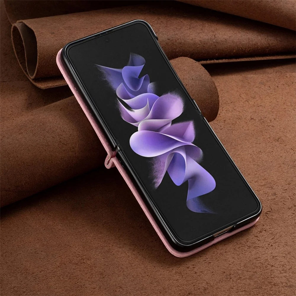 BINFEN COLOR for Samsung Galaxy Z Flip3 5G Imprinted Rhombus Pattern Phone Cover PU Leather Anti-Drop Protective Case - Pink - 7