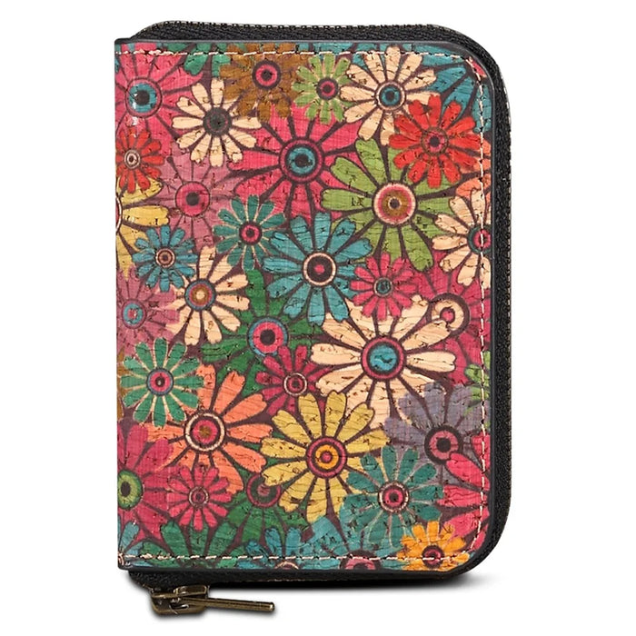 V16 Magnetic Card Holder Floral Pattern Zipper Wallet Kickstand Phone Sleeve - Green - 1