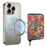 V16 Magnetic Card Holder Floral Pattern Zipper Wallet Kickstand Phone Sleeve - Green - 3