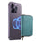 DENIOR V17 Zipper Card Case Skin Touch Leather Phone Card Holder Stand - Blue - 1
