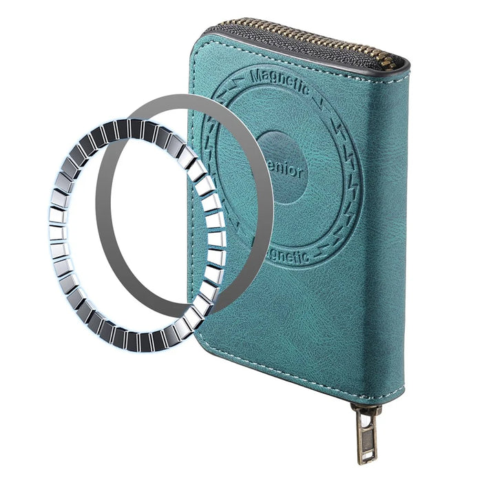 DENIOR V17 Zipper Card Case Skin Touch Leather Phone Card Holder Stand - Blue - 2