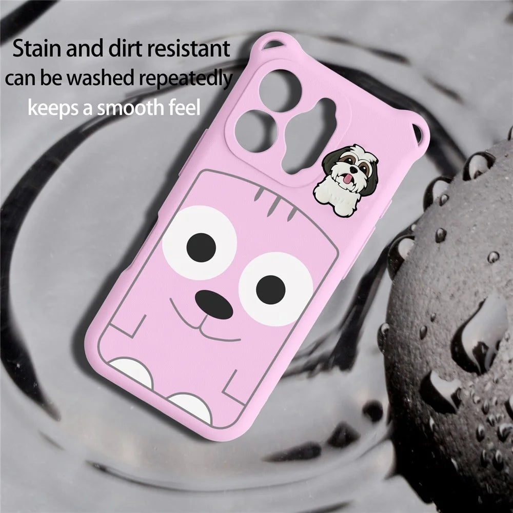 For iPhone 16 Pro Case Cartoon Dog EVA Anti Drop Phone Cover with Camera Lens Cover - Pink - 6