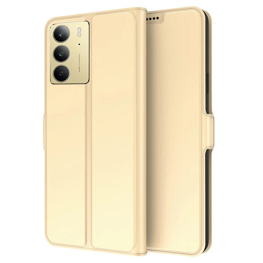 For Realme C75 4G Case Shockproof TPU Inner Shell Leather Phone Cover Card Slot - Gold - 1