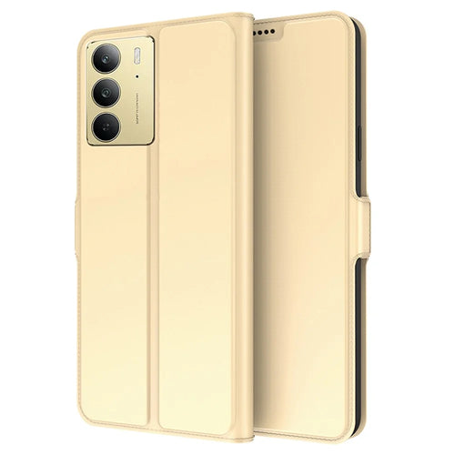 For Realme C75 4G Case Shockproof TPU Inner Shell Leather Phone Cover Card Slot - Gold - 1