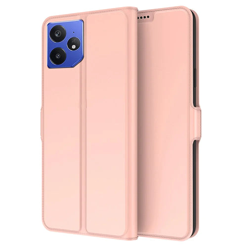 For Realme Neo7 5G Case Shockproof TPU Inner Shell Leather Phone Cover Card Slot - Rose Gold - 1